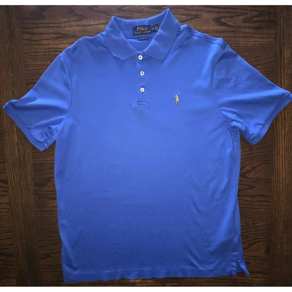Polo Ralph Lauren Mens Classic Fit Short Sleeve Polo Shirt Royal  Blue M